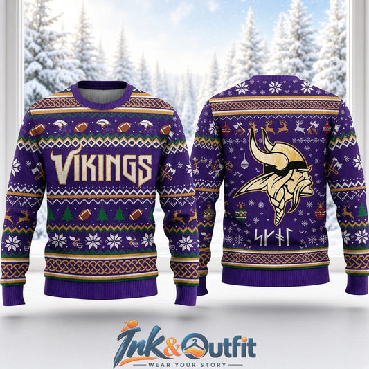 Minnesota Vikings Skol Runes Ugly Sweater 2026