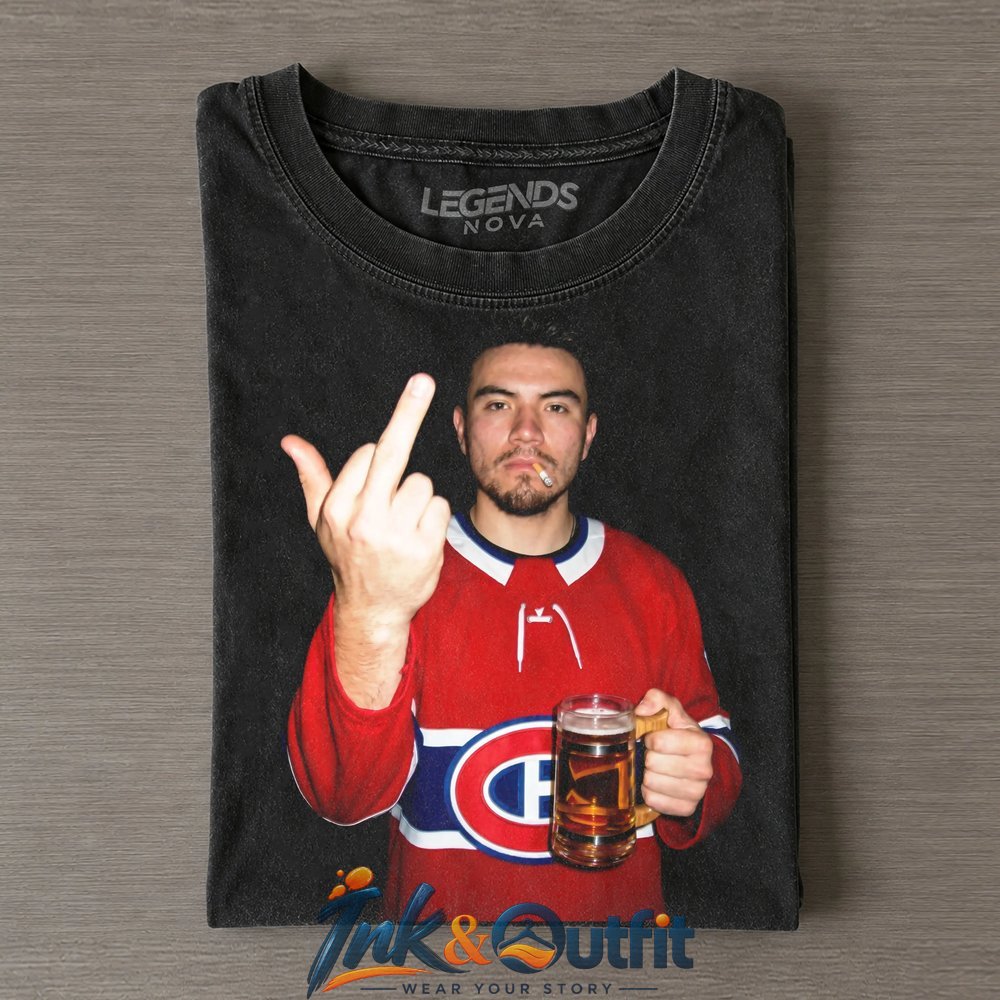 Montreal Canadiens Nick Suzuki Vintage Hockey Beer and Smoking Graphic T Shirt