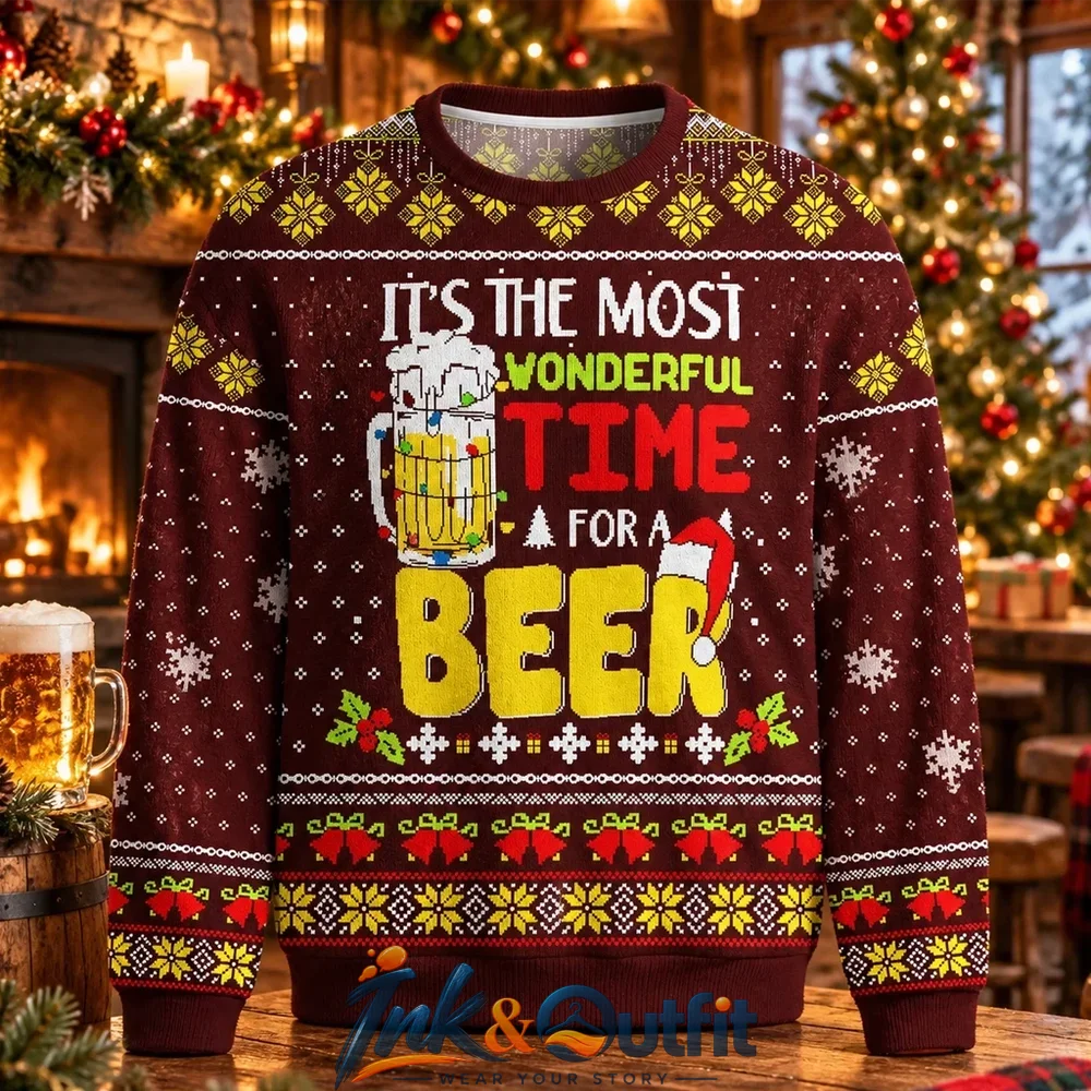 Most Wonderful Time For A Beer Christmas Sweater