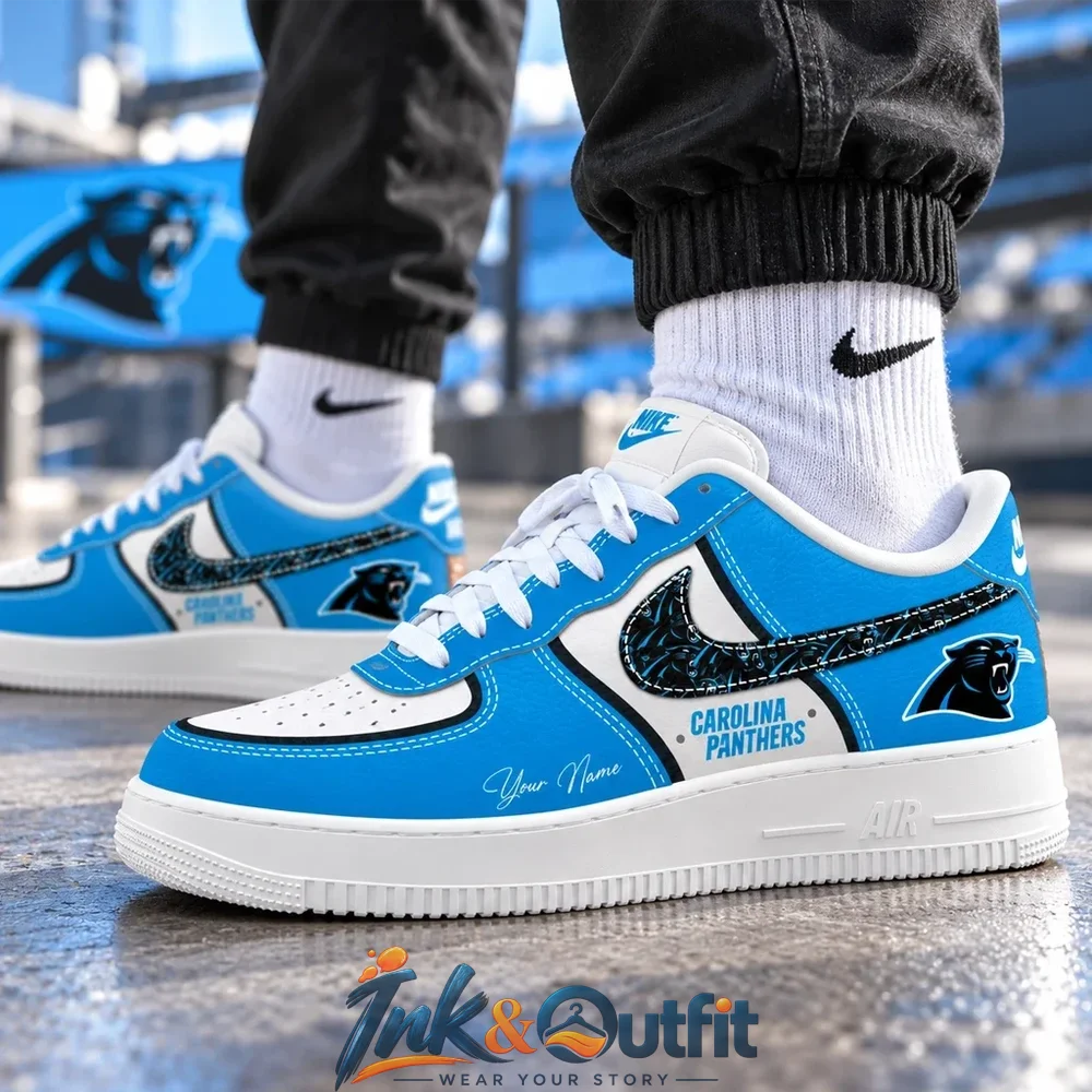NFL Carolina Panthers 2026 Custom Name Nike Air Force 1 Sneakers