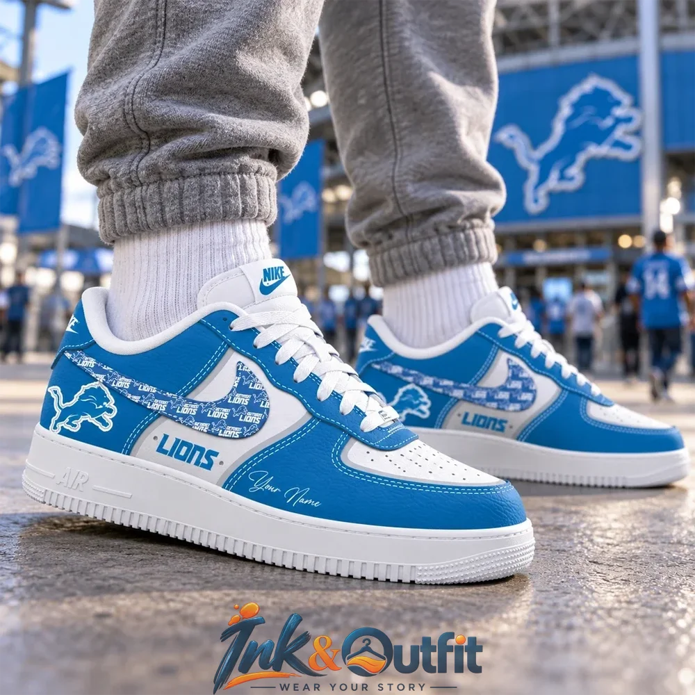 NFL Detroit Lions 2026 Custom Name Nike Air Force 1 Sneakers