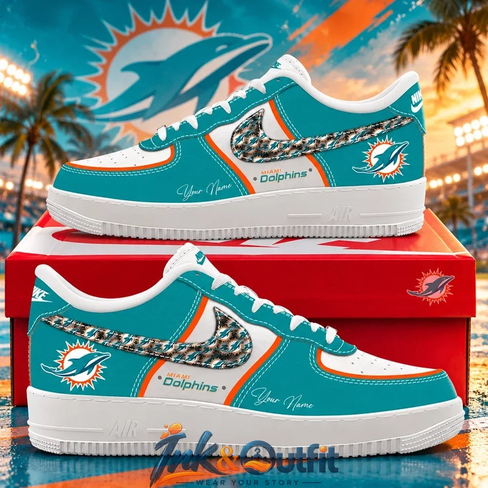 NFL Miami Dolphins 2026 Custom Name Nike Air Force 1 Sneakers