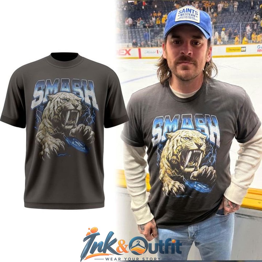 Nashville Predators Smash Tiger Vintage T Shirt