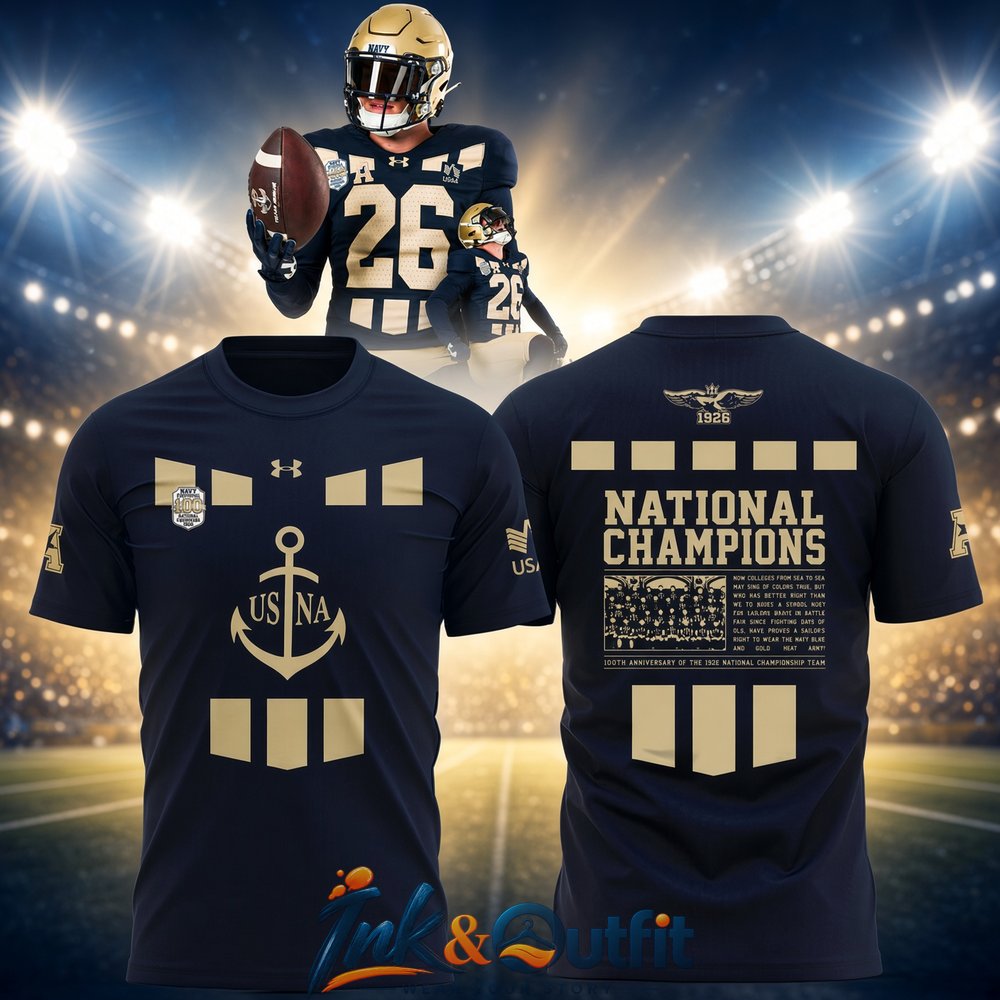 Navy Midshipmen 100th Anniversary National Champions T-Shirt  Official 1926 Champions Tribute Tee for Navy Fans