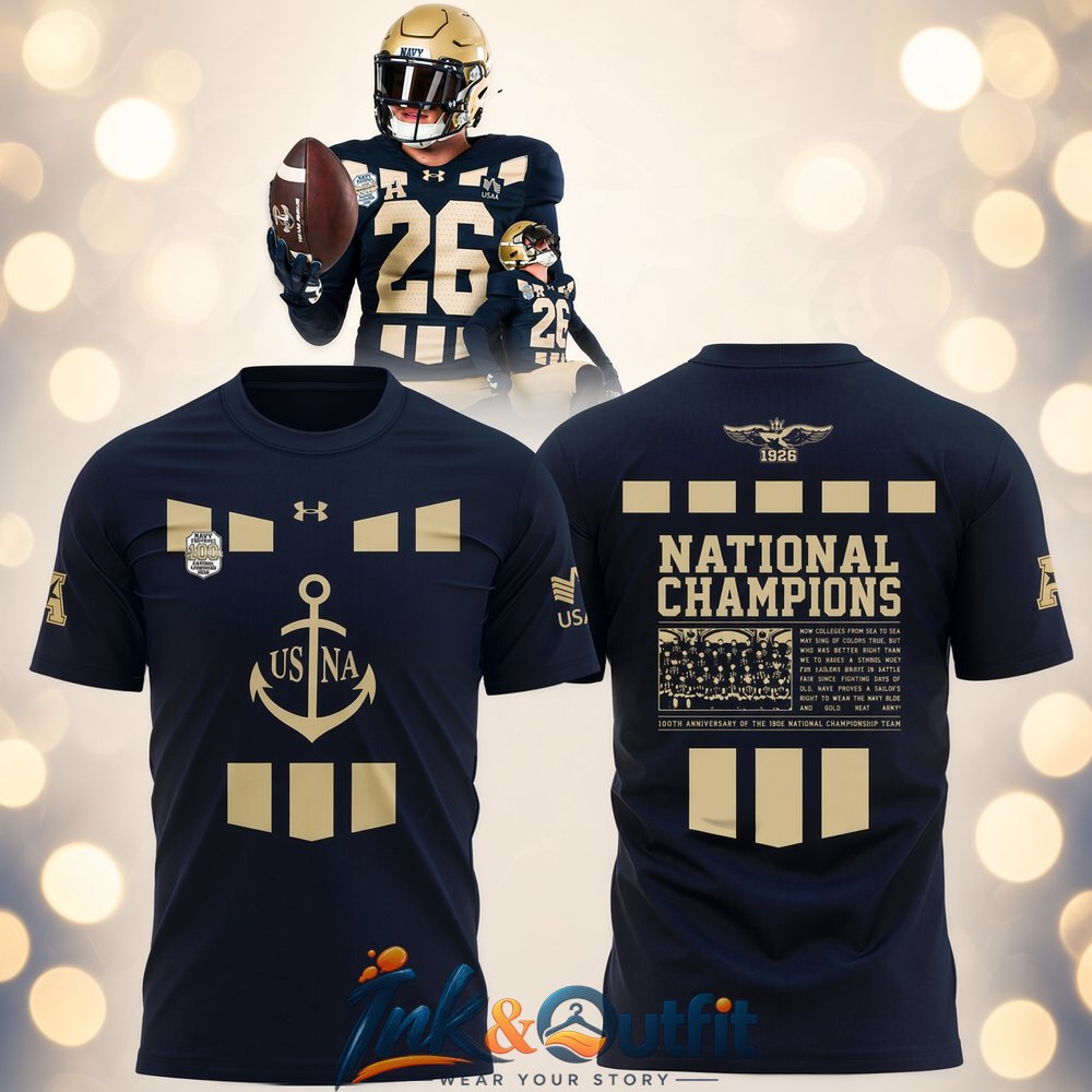 Navy Midshipmen 100th Anniversary National Champions T-Shirt  Official 1926 Champions Tribute Tee for Navy Fans