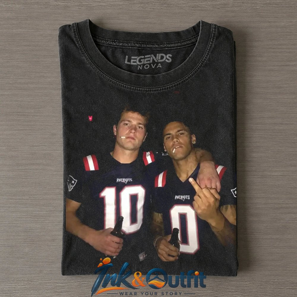 New England Patriots Drake Maye & Christian Gonzalez Drinking Middle Finger Shirt
