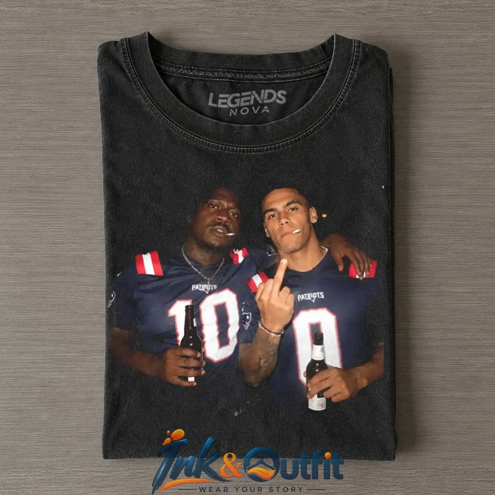New England Patriots Drake Maye & Christian Gonzalez Drinking Middle Finger Shirt
