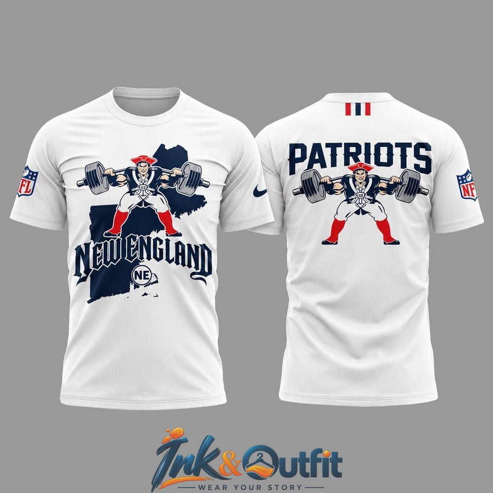 New England Patriots Patriot Warrior Map 2026 White Shirt