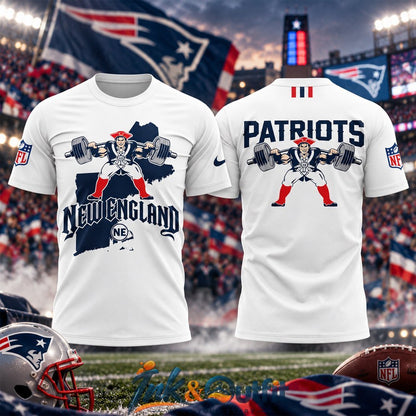 New England Patriots Patriot Warrior Map 2026 White Shirt