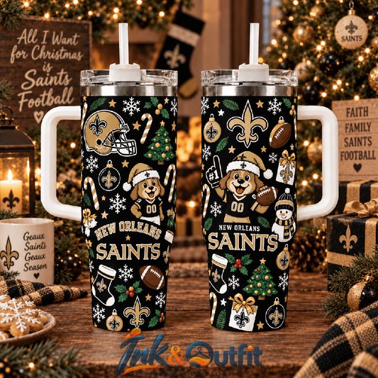 New Orleans Saints Christmas Tumbler 40oz