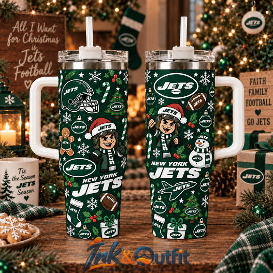 New York Jets Christmas Tumbler 40oz