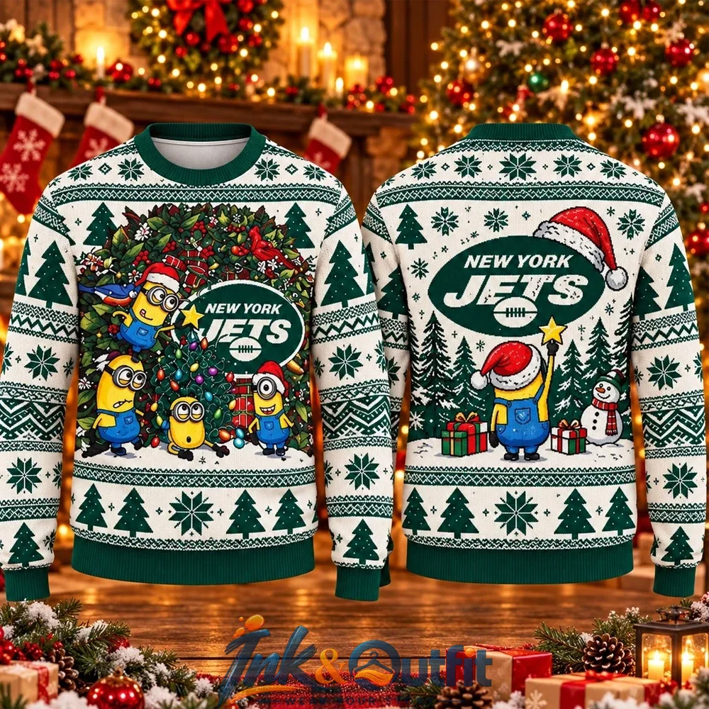 New York Jets Minions Christmas Ugly Sweater