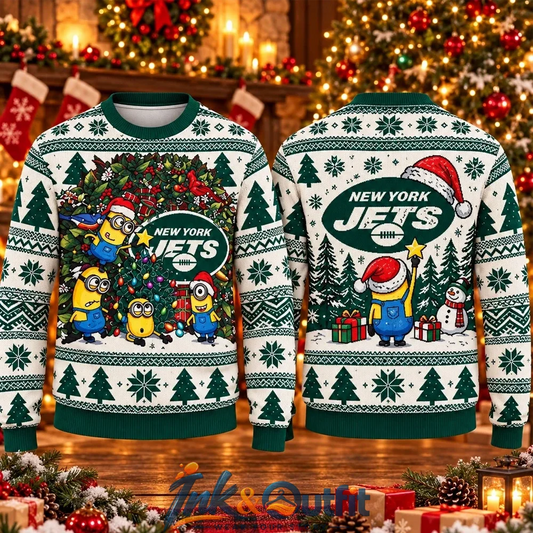 New York Jets Minions Christmas Ugly Sweater