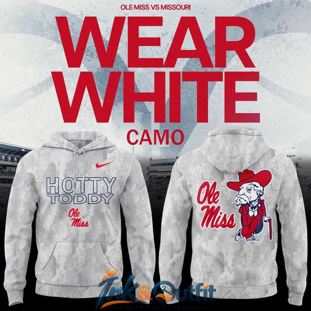 Ole Miss Rebels Hotty Toddy White Camo Hoodie
