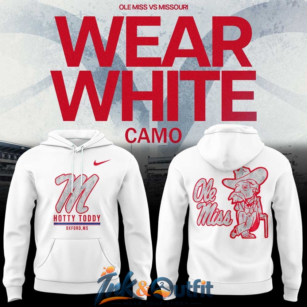 Ole Miss Rebels Hotty Toddy White Camo Hoodie