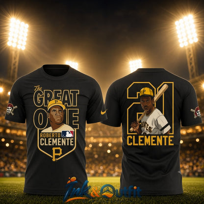 Pittsburgh Pirates Roberto Clemente Day Shirt  The Great One 21 Official MLB Tribute Tee for Pirates Fans