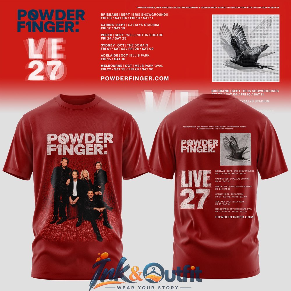 Powderfinger Live 2027 Australian Tour Band Shirt