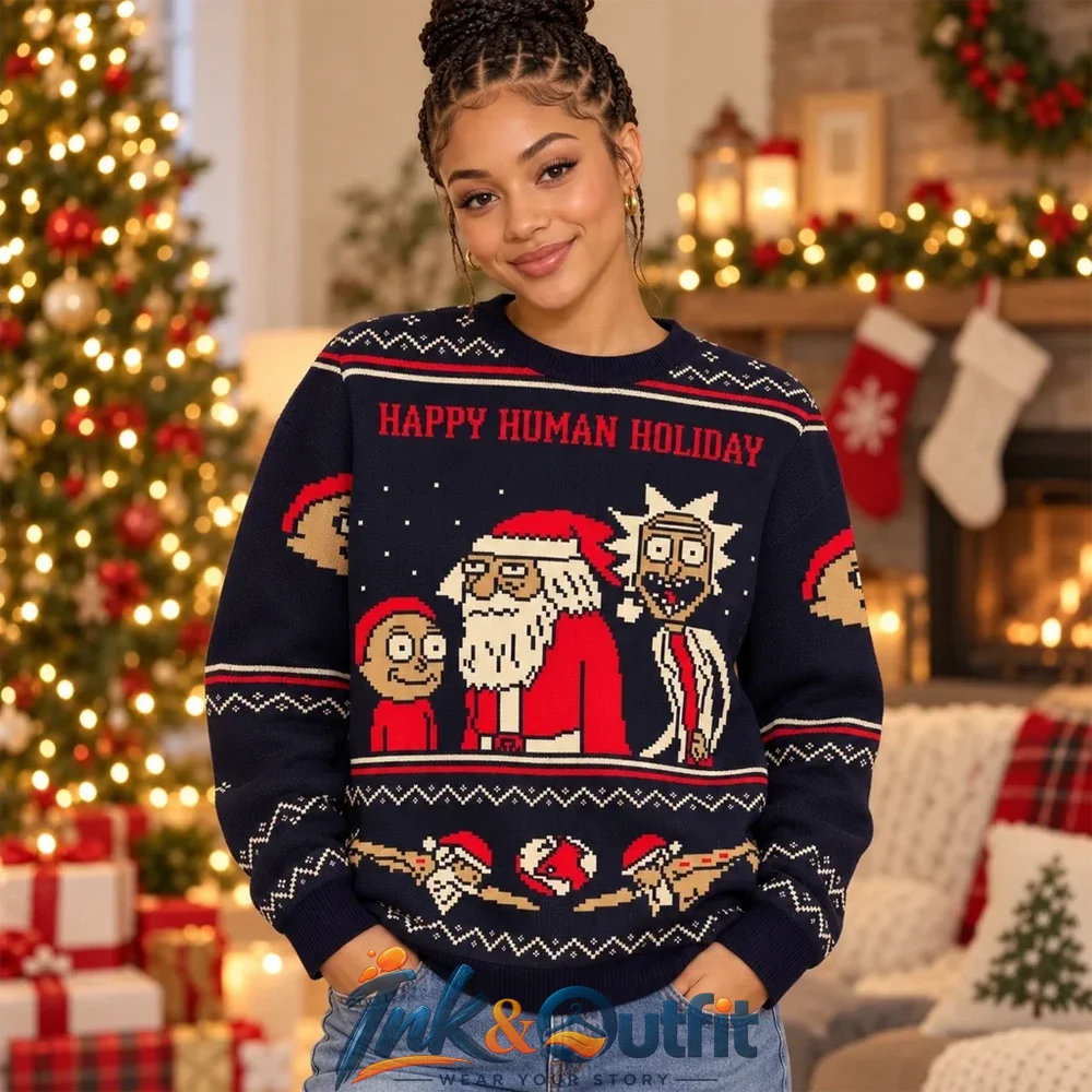 Rick And Morty Happy Human Holiday Christmas Sweater