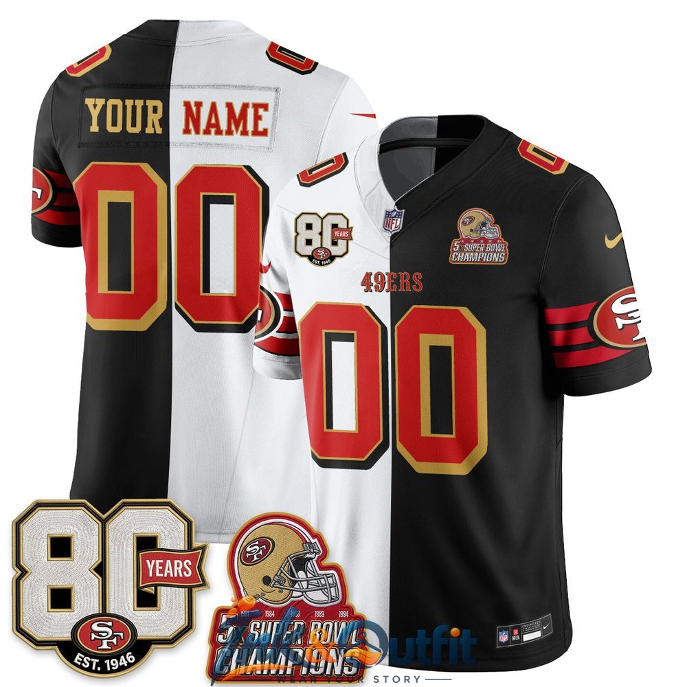 San Francisco 49ers Split Style Vapor Custom Jersey
