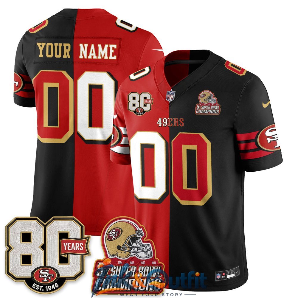 San Francisco 49ers Split Style Vapor Custom Jersey