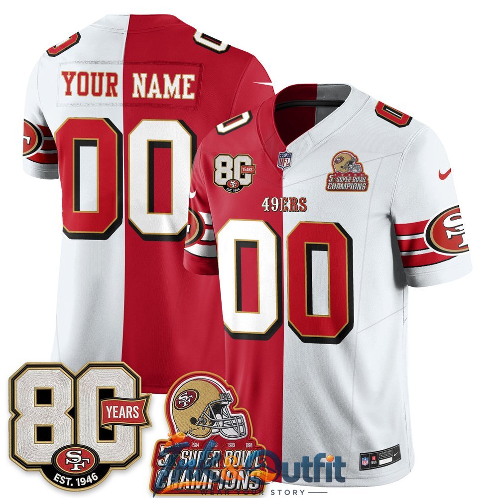 San Francisco 49ers Split Style Vapor Custom Jersey