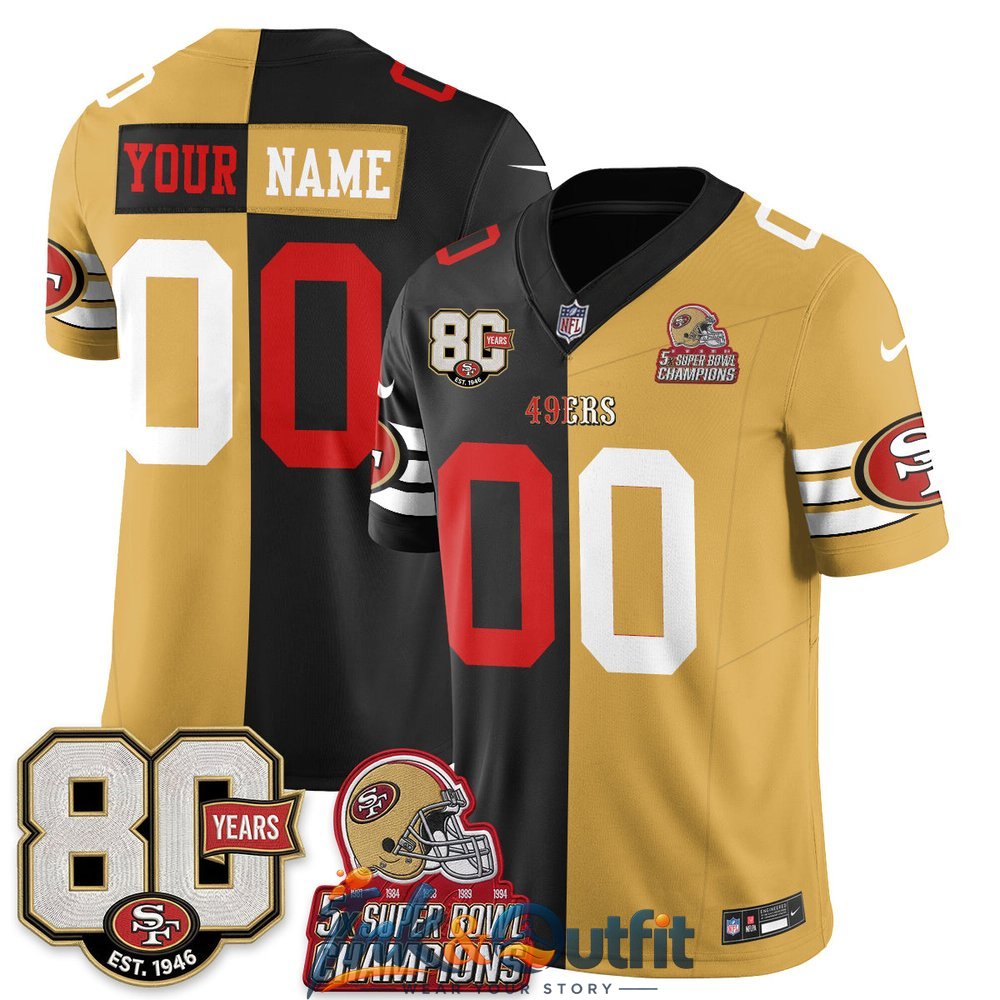 San Francisco 49ers Split Style Vapor Custom Jersey