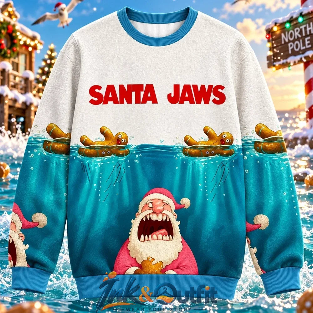 Santa Jaws Holiday Chaos 2026 Christmas Ugly Sweater