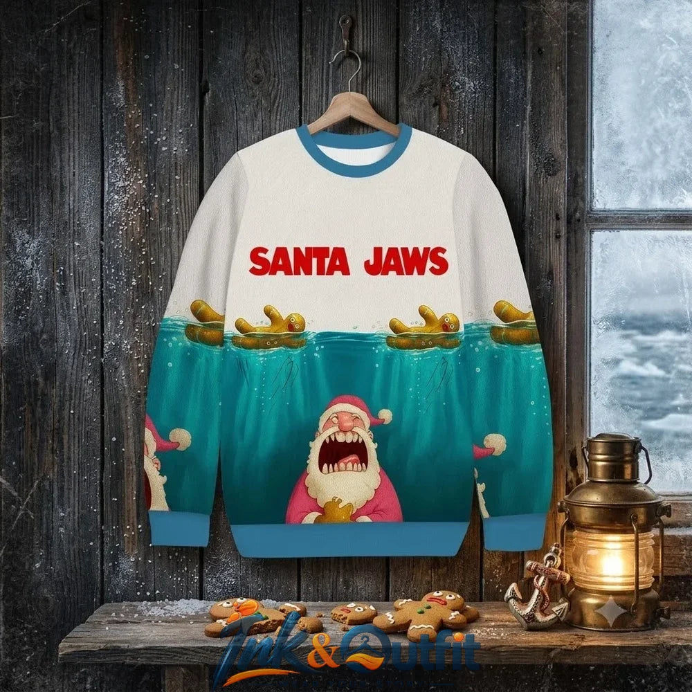 Santa Jaws Holiday Chaos 2026 Christmas Ugly Sweater