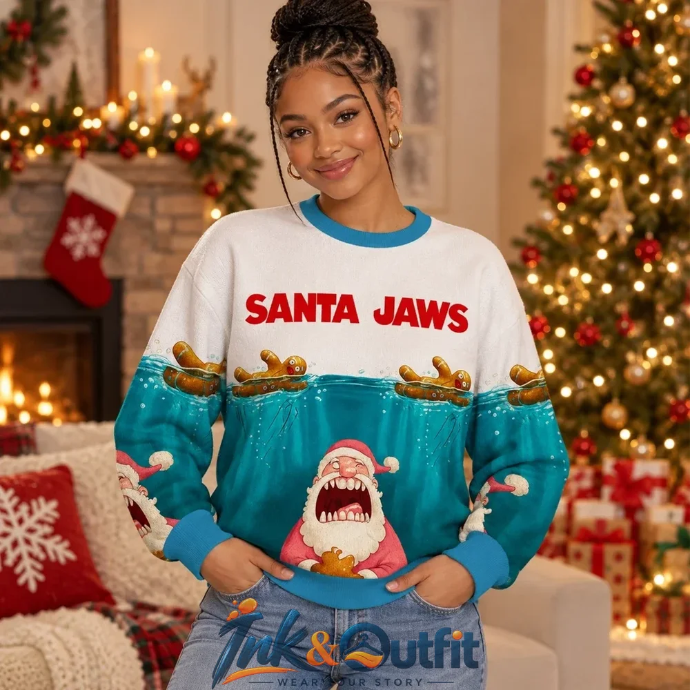 Santa Jaws Holiday Chaos 2026 Christmas Ugly Sweater