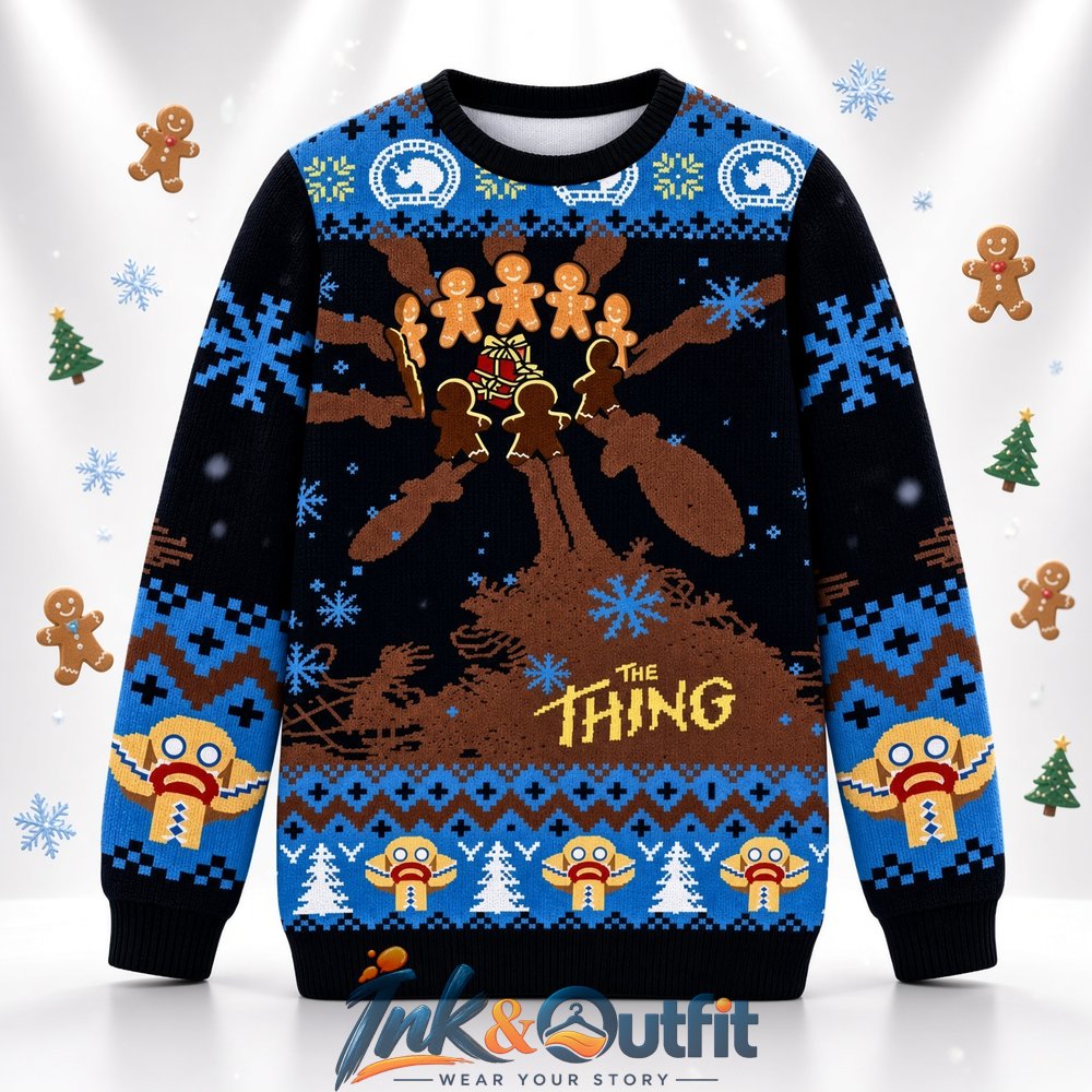 Scary Gingerbread Monster Funny Christmas Ugly Sweater