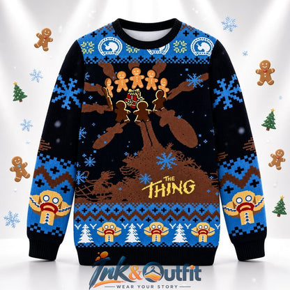 Scary Gingerbread Monster Funny Christmas Ugly Sweater