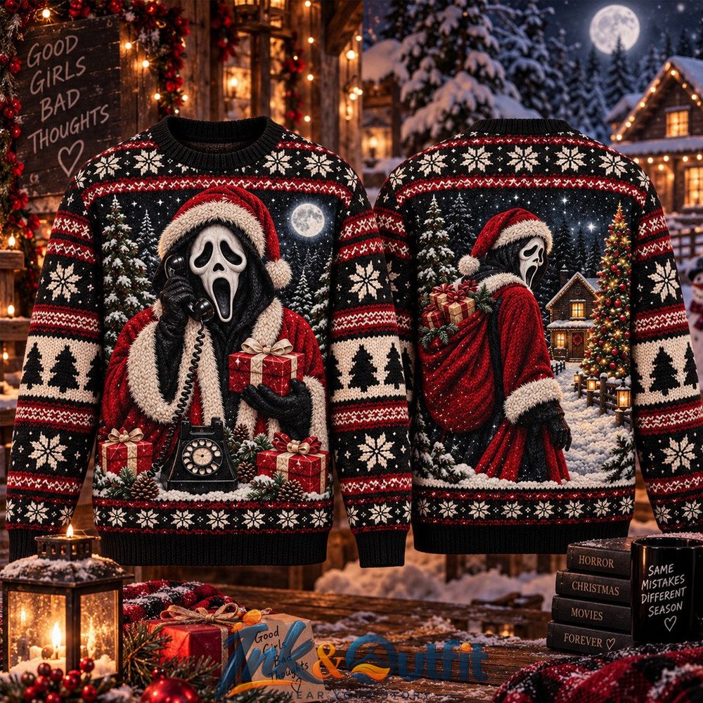 Scream Ghostface Santa Claus Christmas Holiday 2026 Ugly Sweater