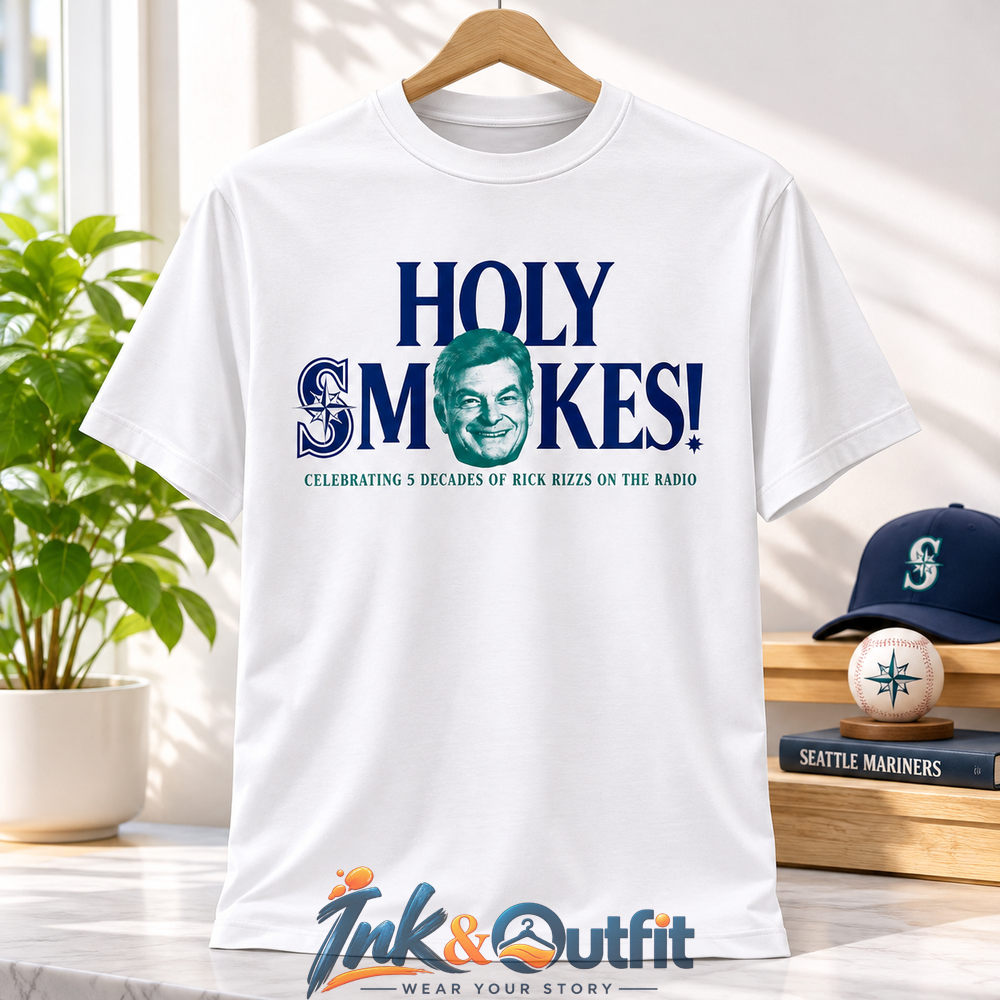 Seattle Mariners Rick Rizzs Holy Smokes 50th Anniversary Graphic T Shirt