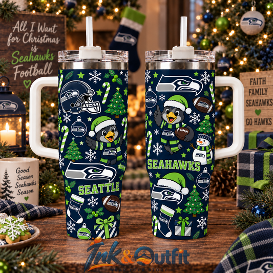Seattle Seahawks Christmas Tumbler 40oz