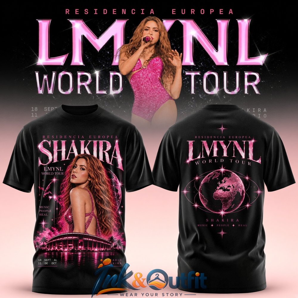 Shakira Las Mujeres Ya No Lloran World Tour Pink Graphic T Shirt