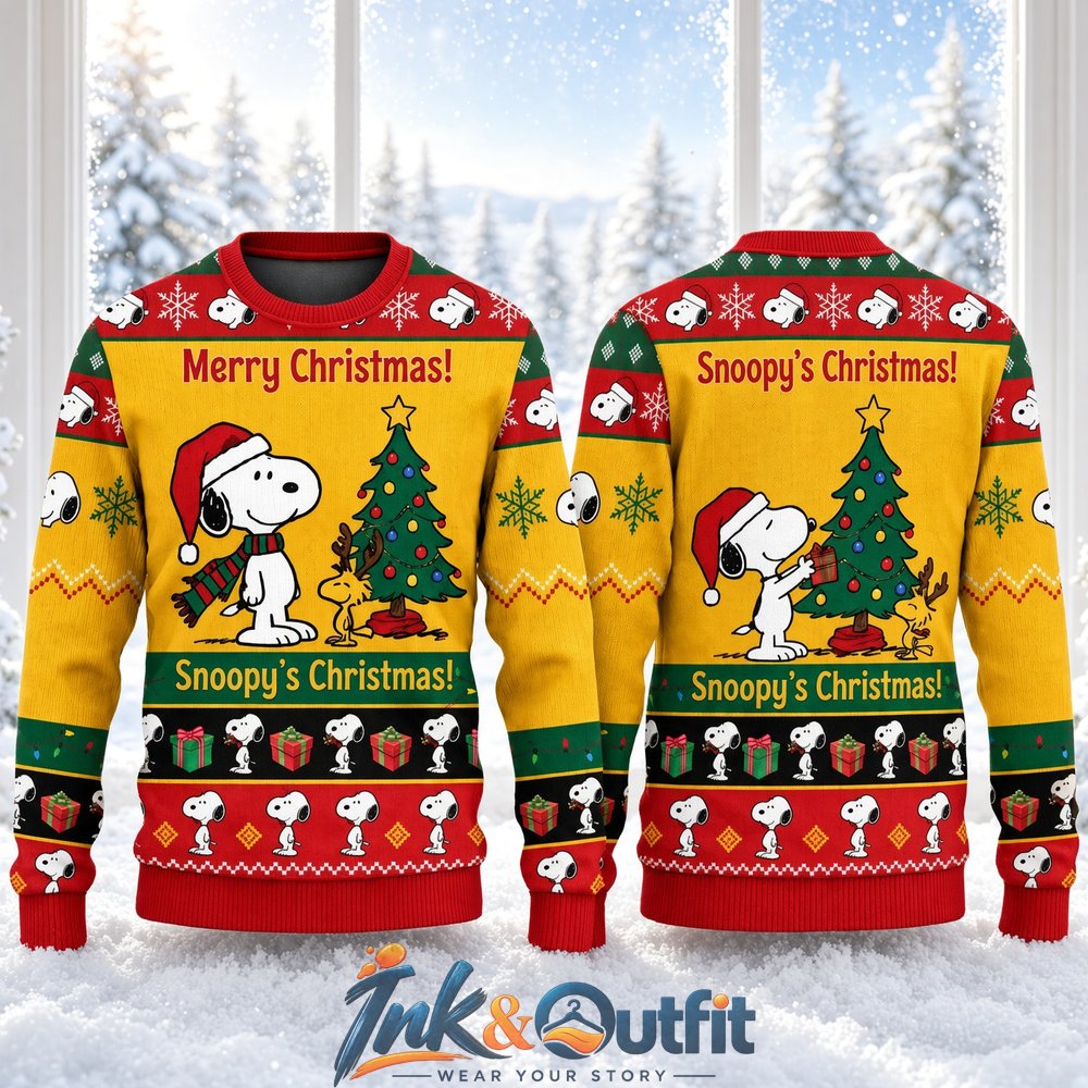 Snoopy Christmas Yellow Ugly Sweater 2026