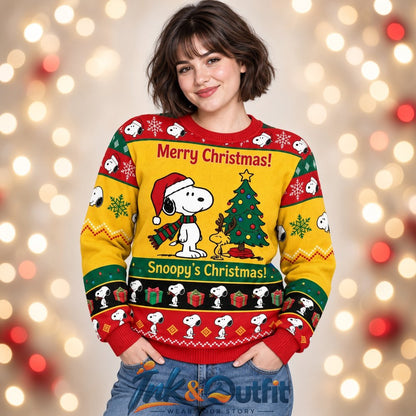 Snoopy Christmas Yellow Ugly Sweater 2026