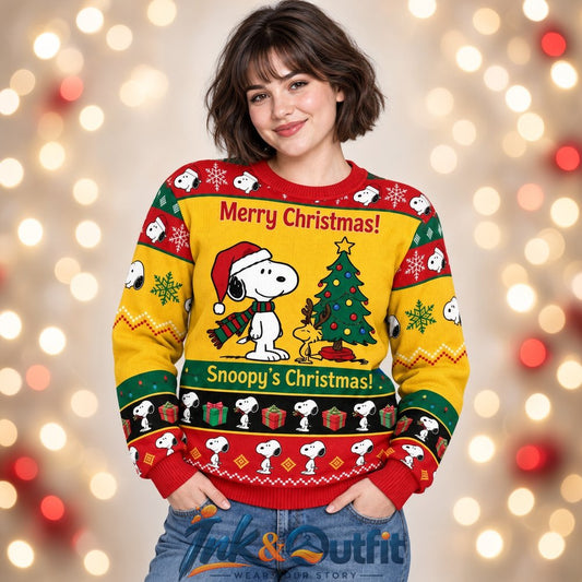 Snoopy Christmas Yellow Ugly Sweater 2026