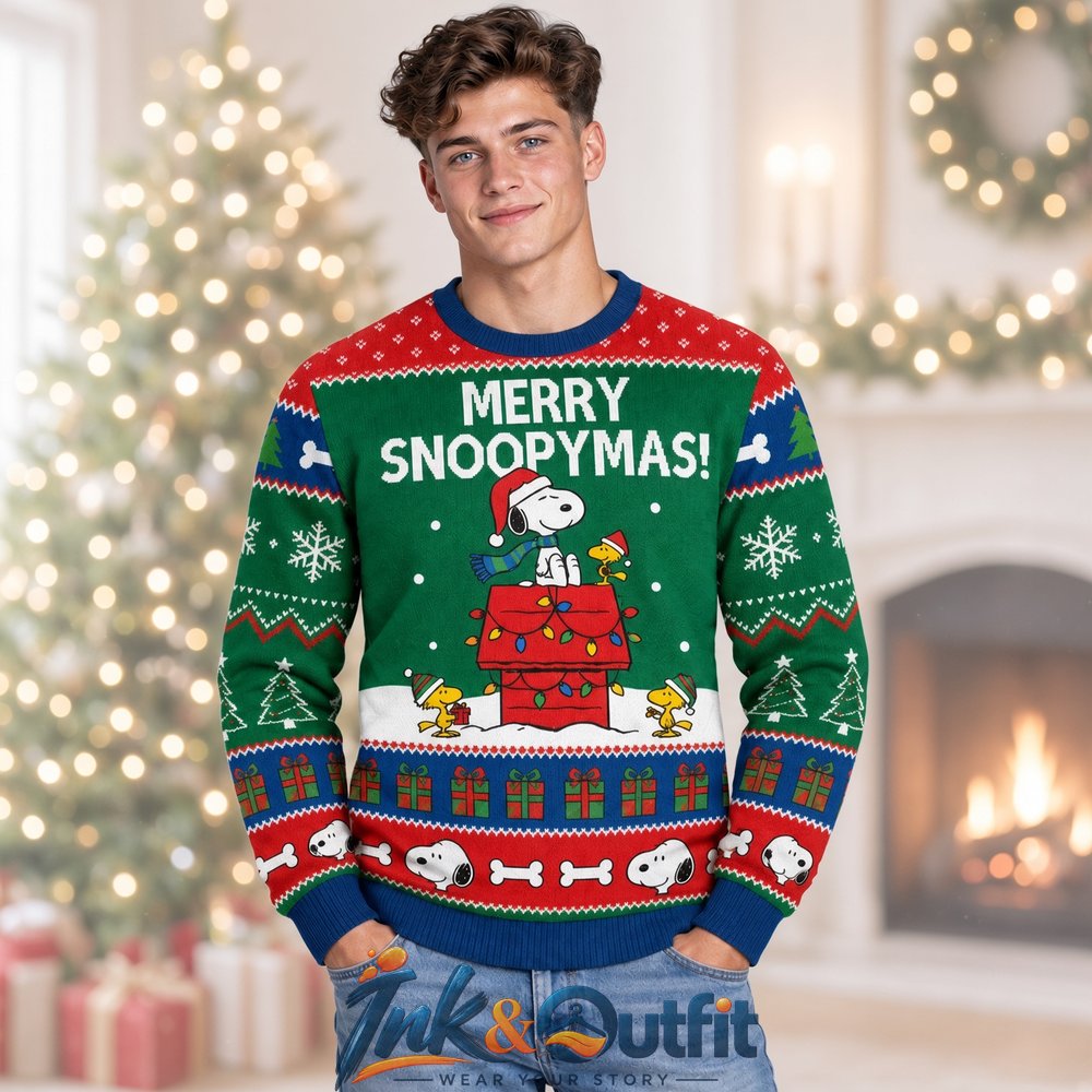 Snoopy Merry Snoopymas Green Ugly Sweater