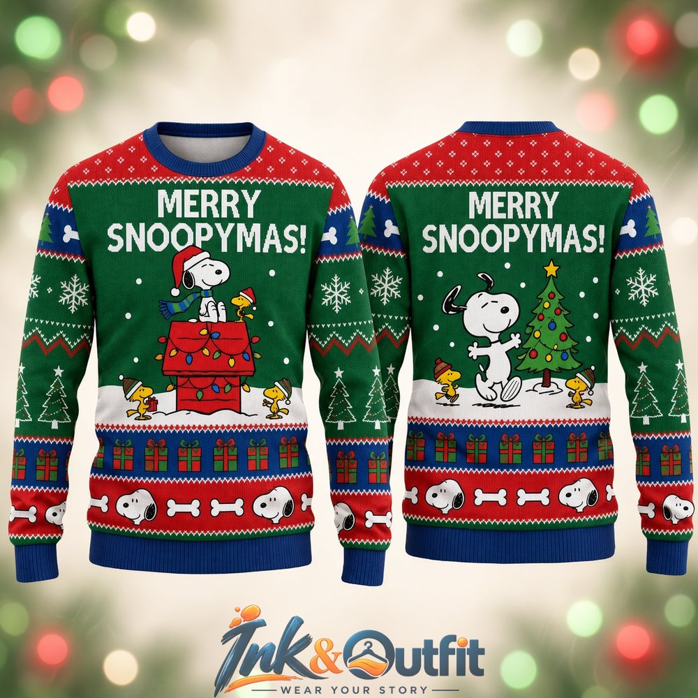 Snoopy Merry Snoopymas Green Ugly Sweater