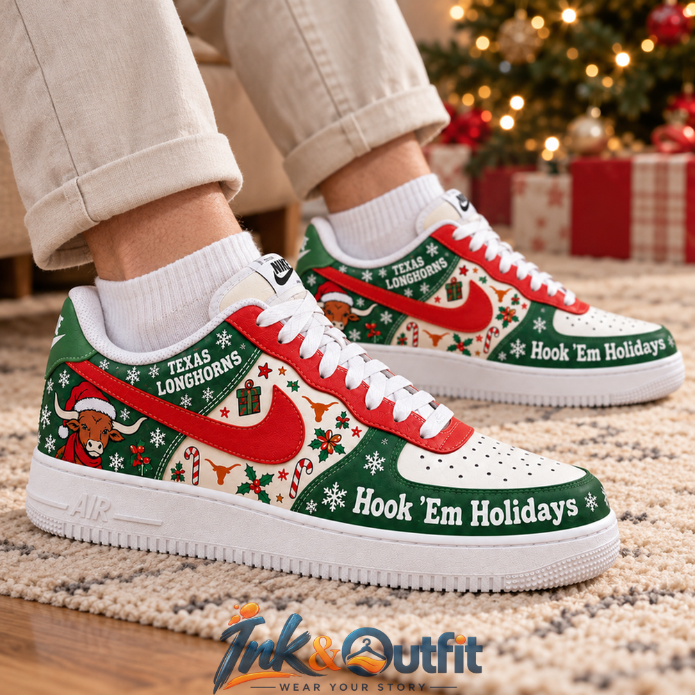 Texas Longhorn Hook Em Christmas Holiday AF1 Air Force 1 Shoes