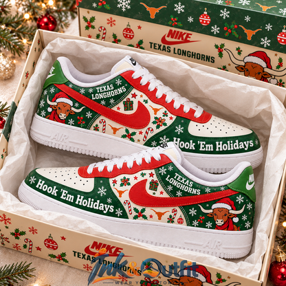 Texas Longhorn Hook Em Christmas Holiday AF1 Air Force 1 Shoes