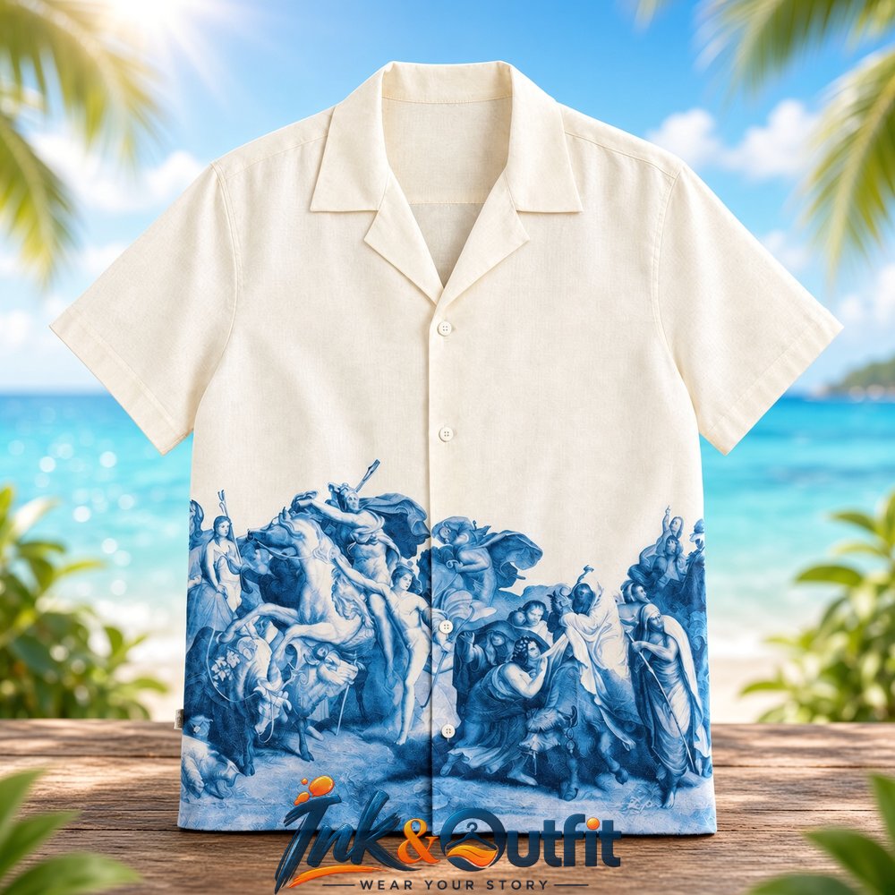 Tom Hardy Vintage Renaissance Blue Toile Hawaiian Shirt
