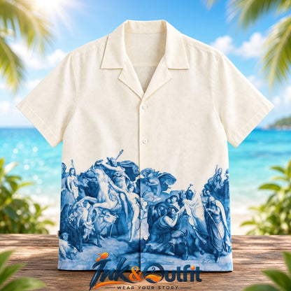 Tom Hardy Vintage Renaissance Blue Toile Hawaiian Shirt