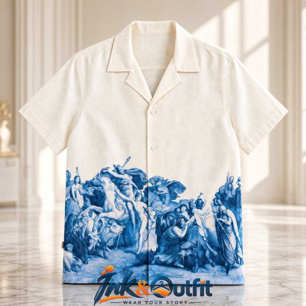Tom Hardy Vintage Renaissance Blue Toile Hawaiian Shirt