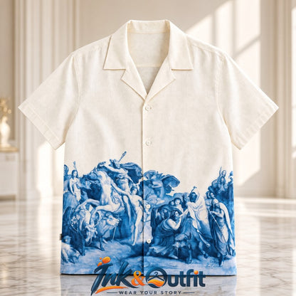 Tom Hardy Vintage Renaissance Blue Toile Hawaiian Shirt