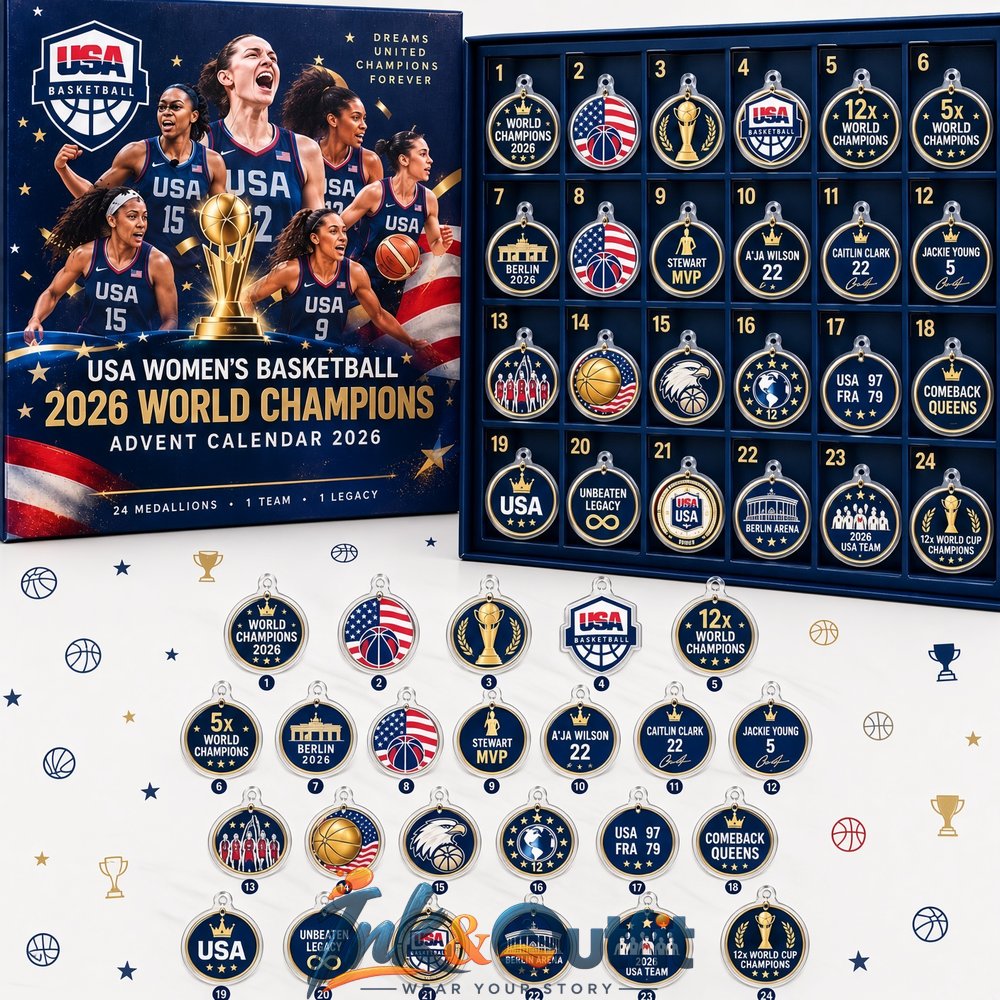 USA Womens Basketball 2026 World Champions Advent Calendar 24 Commemorative Medallion Ornaments Gift Set