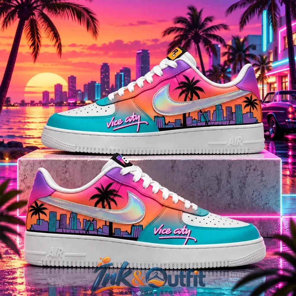 Vice City GTA VI Custom Nike Air Force 1 Sneakers