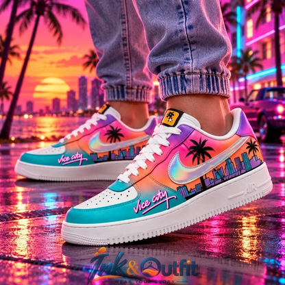 Vice City GTA VI Custom Nike Air Force 1 Sneakers