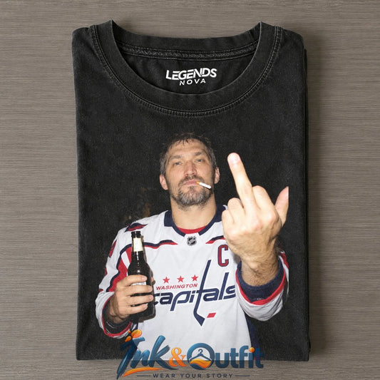 Washington Capitals Alex Ovechkin Middle Finger Smoking Beer Vintage Hockey T Shirt